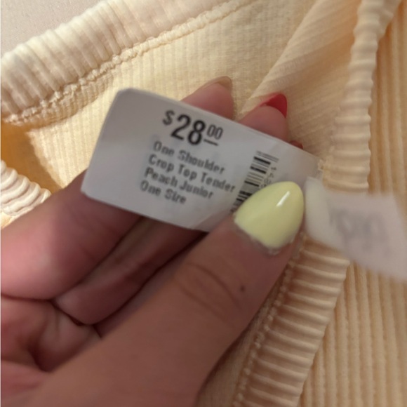 light yellow One-Shoulder Ribbed Top - Picture 3 of 3